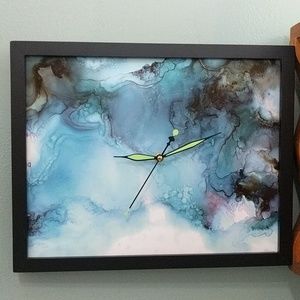 Alcohol Ink Handcrafted Artisan Clock One of a Kind!